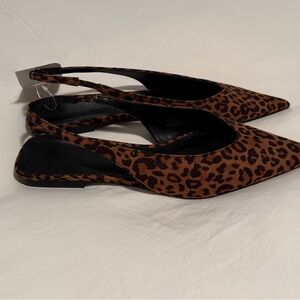 H&M Brown Leopard Print Slingback Flats